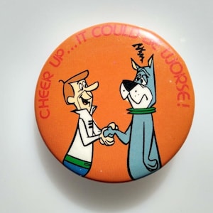 Jetsons Cheer Up George Astro Dog Pinback Button Badge 1983 Licensed Pin Vintage Unique Gift