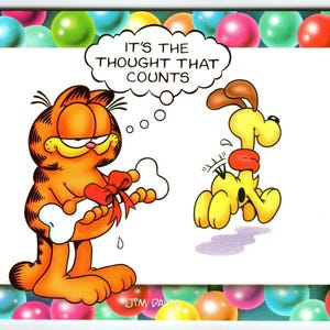 Garfield Cat & Odie The Dog Postkarte signiertes Jim Denims Comic 1978 Unbenutztes einzigartiges Geschenk