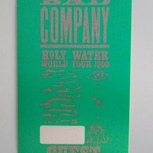 Bad Company Holy Water Backstage Pass Original 1990 Tour Hard Rock Music Green Music Gift Unique Gift