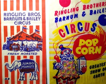 Ringling Brothers Barnum & Bailey Circus Bags Vintage Peanuts Pop Corn Elephant