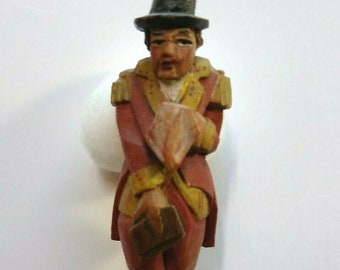 Charles Dickens ANRI Job Trotter Vintage Hand Carved Wood Figurine 1920s Italy Christmas Gift Unique Gift