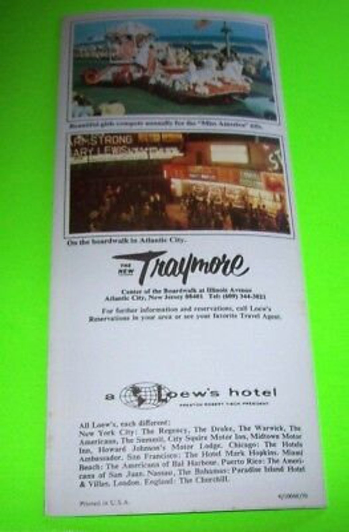 Atlantic City Traymore Hotel FLYER Brochure Boardwalk Original | Etsy
