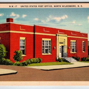 Carte postale NC du bureau de poste des États-Unis, North Wilkesboro, Caroline du Nord, cadeau unique