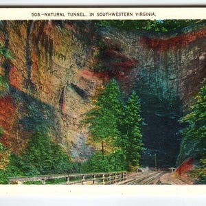 Carte postale tunnel naturel dans le sud-ouest de la Virginie, Mountain Road vintage, non arrimé