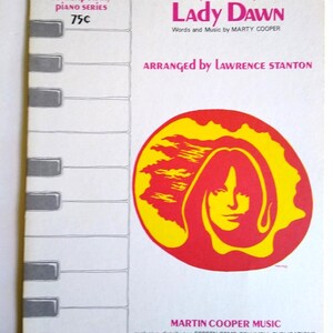 Sheet Music I Love You Lady Dawn Marty Cooper Vintage 1971 Pop Art Graphics