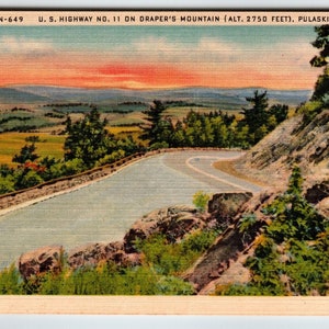 US Highway 11 Draper&#39;s Mountain Pulaski Virginia Postcard Linen Unused Vintage