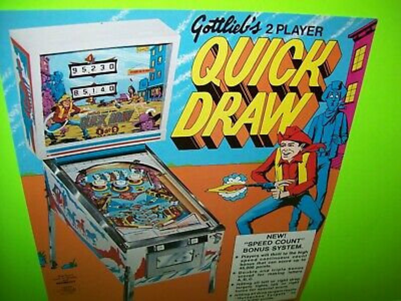 Quick Draw Pinball FLYER Original 1975 Wild Western Cowboy Etsy