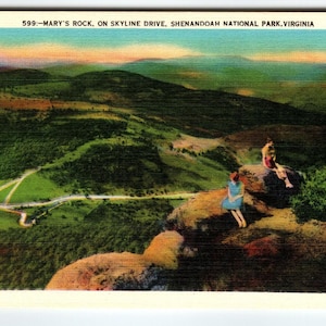 Carte postale vintage Mary's Rock sur Skyline Drive, parc national de Shenandoah, Virginie