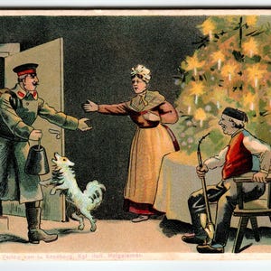 Weihnachts Postkarte Deutschland Familie Hund La Keeeberg Kol Rofl. Hofgeismar Mann Glocke