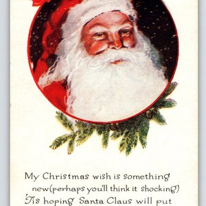 Weihnachtspostkarte Weihnachtsmann Nikolaus Grüße Vintage Serie 416D unbenutztes einzigartiges Geschenk