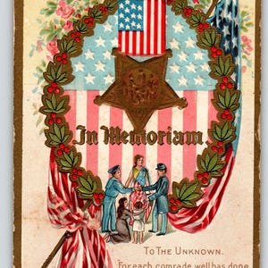 Decoration Memorial Day Postcard US Military Patriotic Flag Wreath Flags 1911 Unique Gift
