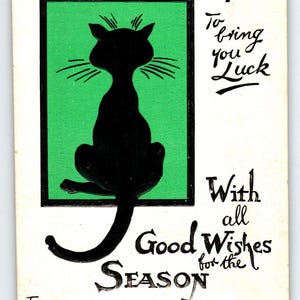 Vintage schwarze Katzen Weihnachtspostkarte Tales Of Me And Ma 1917 Nash Serie C-77