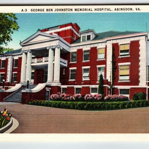 Carte postale George Ben Johnson Memorial Hospital d'Abingdon en Virginie, cadeau unique en lin