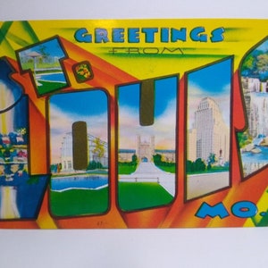 Greetings From St Louis Missouri Large Big Letter Postcard Chrome Metropolitan Unique Gift