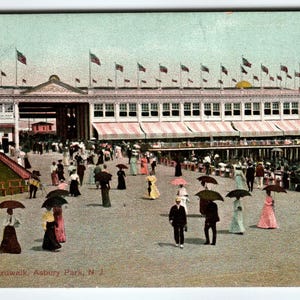 Casino Building And Boardwalk Postcard 1910s Asbury Park New Jersey Germany APCC