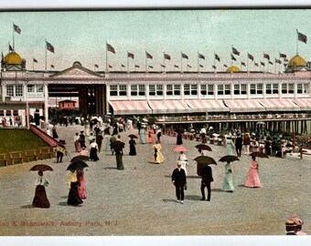 Casino Building And Boardwalk Postcard 1910s Asbury Park New Jersey Germany APCC