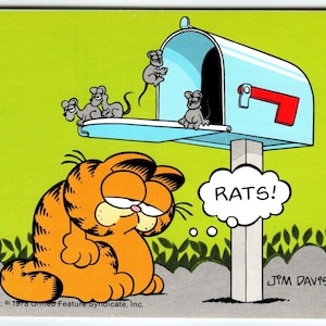 Garfield Cat Postkarte Rats In The Mailbox Jim Denim 1978 Orange Kätzchen Ungebraucht