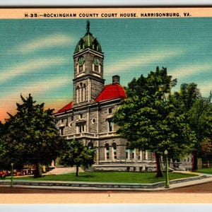 Rockingham County Court House Building Harrisonburg Virginie Carte postale en lin NOS Cadeau unique
