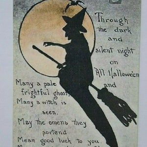 Original Halloween Postcard Witch Flying Moonlight Series 86 FA Owen ...