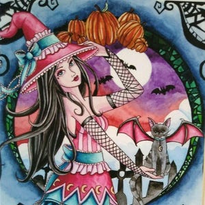Halloween Postcard Nikki Burnette Gothic Witch Fantasy Aelita 2012 Limited To 35 Unique Gift