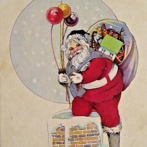 Santa Claus Postcard Christmas Saint Nick With Balloons And Toys Stecher 1922 Unique Gift