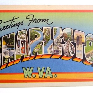 Greetings From Charleston Virginie-Occidentale Grande Carte Postale Lettre Grande Lettre WV Cadeau Unique