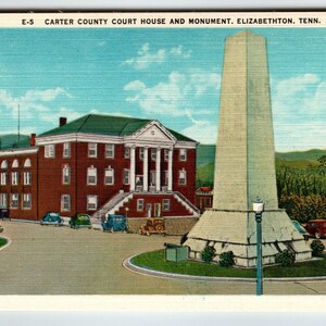 Carter County Court House Momument Elizabethon Tennessee Carte postale en lin, cadeau unique