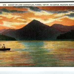 Carte postale en lin Coucher de soleil sur le lac Santeetlah