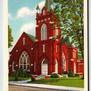 Carte postale First Baptist Church Waynesville en Caroline du Nord, cadeau unique vintage inutilisé