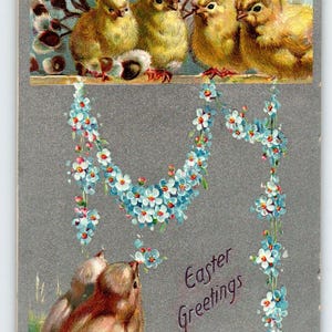 Carte postale de Pâques, poussins série 701 Tuck vintage antique Greetings 1910