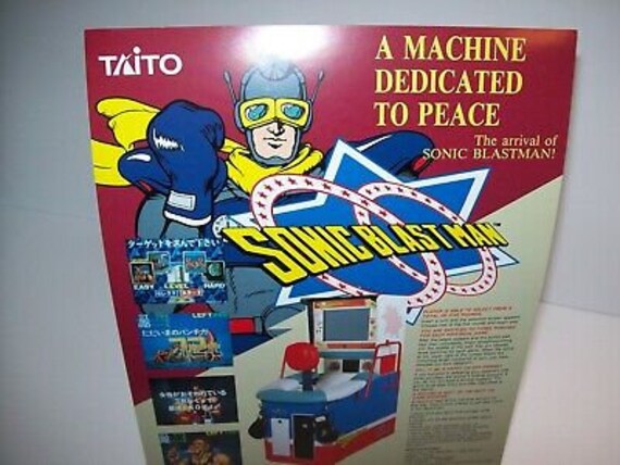 Taito SONIC BLAST MAN Arcade Video Game flyer original 8" X 11" 