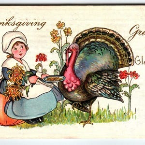 Erntedank Postkarte Türkei Holländer Mädchen Grüße Stecher Serie 407D Vintage