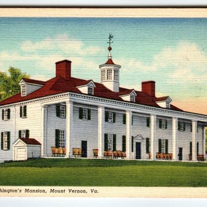 Washington's Mansion Building Carte postale vintage lin Vernon Virginia Curt Teich