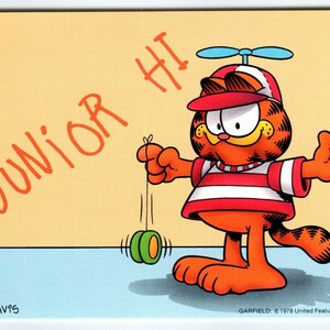 Garfield Cat Postkarte Junior Hi Jim JimDavon Comic Orange Tabby 1978 Karikatur unbenutztes einzigartiges Geschenk