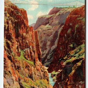 Royal George Suspended Bridge Colorado Carte postale en lin vintage Carte postale inutilisée