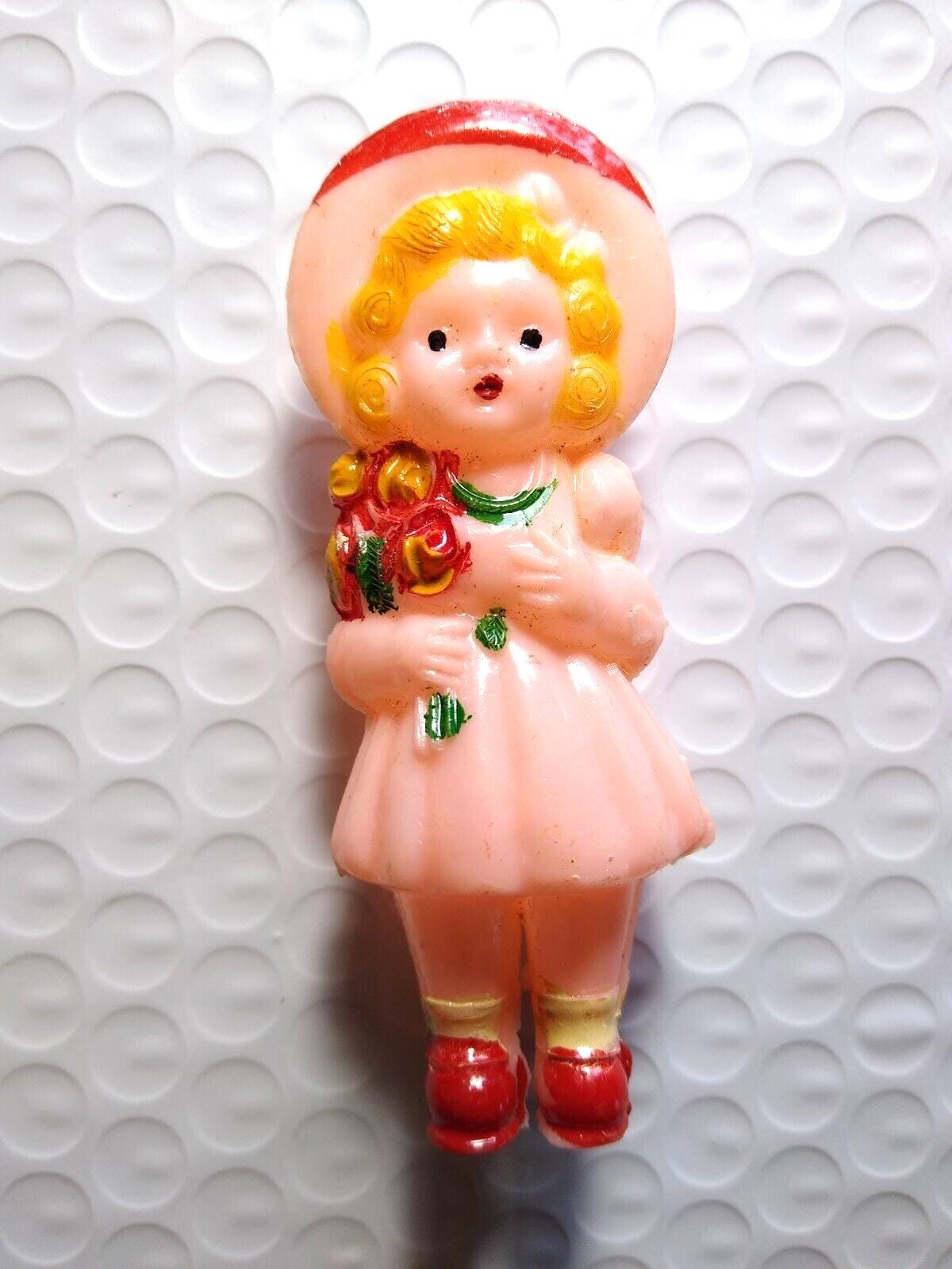 Princess Doll Rattle Toy Doll Rattle Hard Plastic Hand Painted Red Pink Body Blonde Girl 3. ...