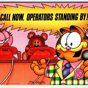 Garfield Call NowOperator Standing By Postkarte Jimfunke Initialen Comic Katze 1980 Einzigartiges Geschenk