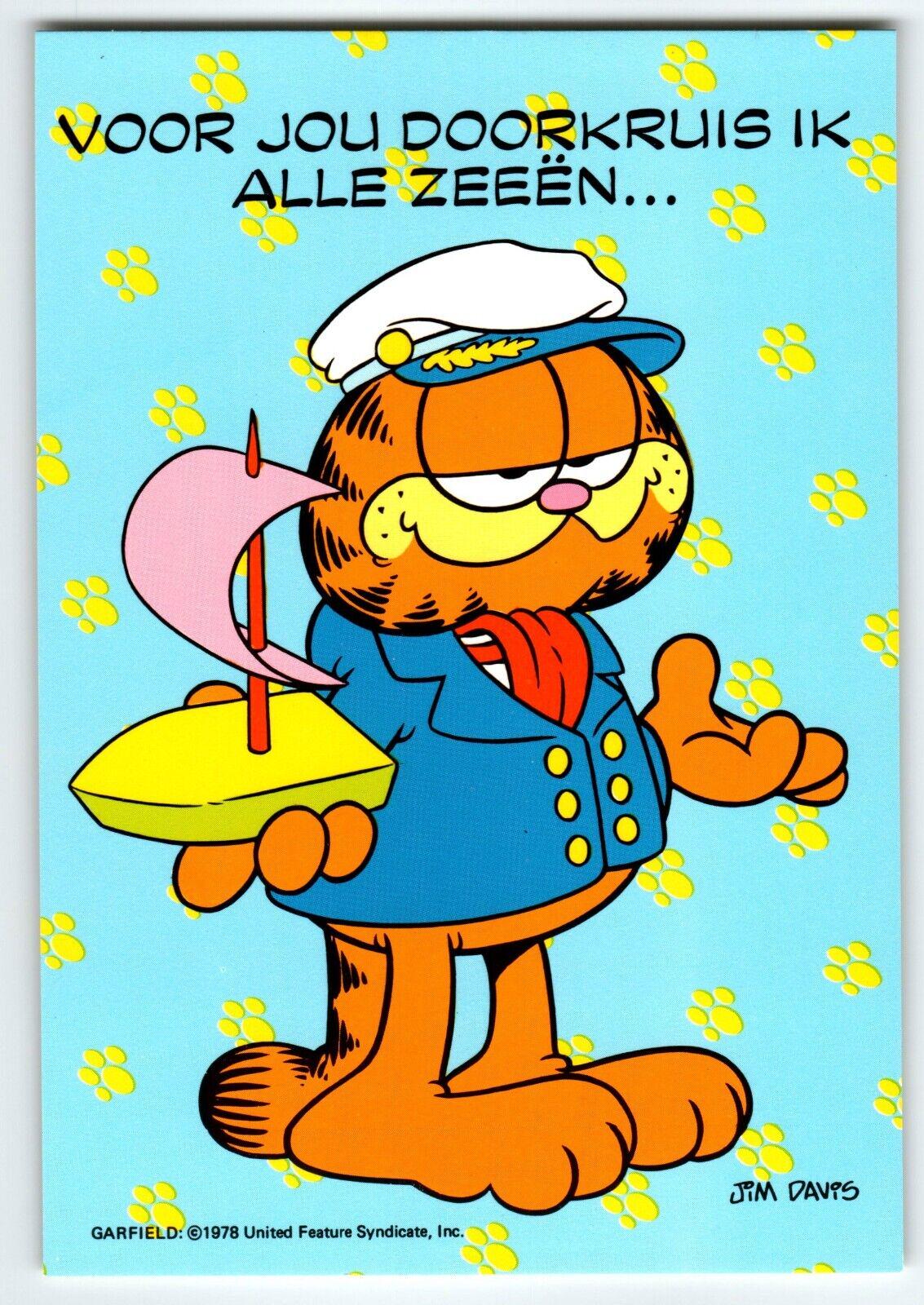 Garfield Dutch Postcard Orange Tabby Cat Dressed as Sailor Capt