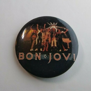 Bon Jovi Vintage 1986 Badge Button Up Pin Pinback Hard Rock Licensed Original Unique Gift