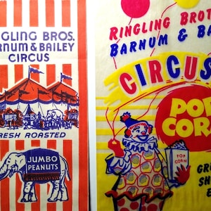 Ringling Brothers Barnum & Bailey Zirkus Taschen Vintage Peanuts Pop Corn Elefant