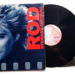 Rod Stewart Camouflage Vinyl LP Record Album 1984 Pop Hype Sticker Infatuation Unique Gift