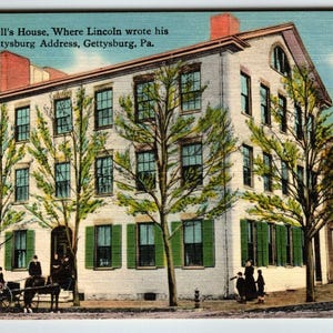 David Wills House Abe Lincoln Gettysburg Adresse Pennsylvanie Carte postale en lin Cadeau unique