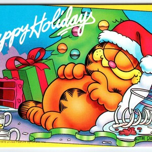 Garfield Cat Postkarte Happy Holidays Weihnachten Comic Art Jim Denim 1978 Ungebraucht
