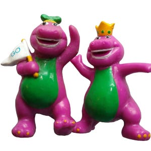 Barney Lot Of (2) Toy Figures 2.5&quot; Purple Dinosaurs Lyons Group 1993 Original Unique Gift