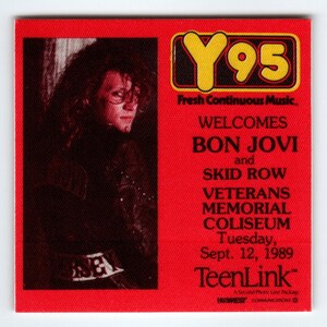 Bon Jovi Skid Row Backstage Concert Pass Original 1989 Hard Rock Music Cloth Unique Gift
