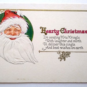 Weihnachtspostkarte Weihnachtsmann geprägte unbenutzte Serie L1 Kris Kringle Greetings