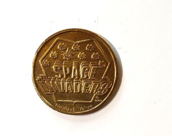 Space Invaders Arcade Game Token 1982 Worlds Fair Video Expo Original Retro