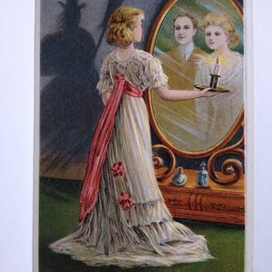 ハロウィンポストカード ファンタジー シャドウ 魔女 鏡 ミラー アングロアメリカン 876 ユニークなギフト