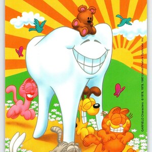 Garfield Cat Postkarte groß Tooth It´s Time To Shine Groovy Jim Denimys Comical 1978