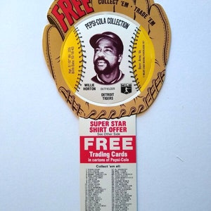Carte à collectionner Pepsi-Cola Baseball 1977 Willie Horton Detroit Tigers MLB découpée cadeau unique